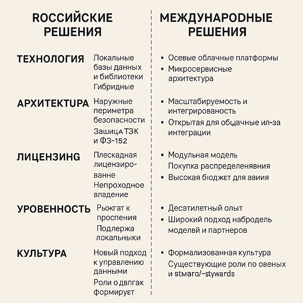 Отличия между российскими и международными решениями в области управления данными
